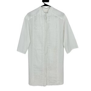 Yigal Azrouel Long Sleeve Button Up Top Womens 8 White Asian Style Minimalist